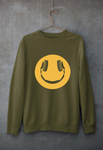 Emoji Headphone Music Unisex Sweatshirt for Men/Women-Olive green-Ektarfa.online