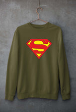 Load image into Gallery viewer, Superman Unisex Sweatshirt for Men/Women-S(40 Inches)-Olive Green-Ektarfa.online
