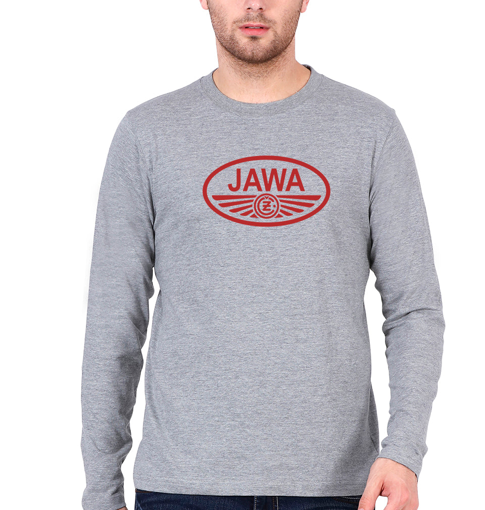 Jawa Full Sleeves T-Shirt for Men-Grey Melange-Ektarfa.online