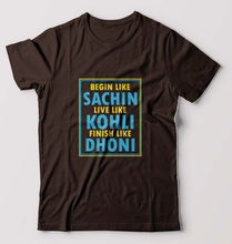 Load image into Gallery viewer, CRICKET Sachin Kohli Dhoni T-Shirt for Men-S(38 Inches)-Coffee Brown-Ektarfa.online
