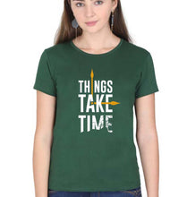 Load image into Gallery viewer, Time T-Shirt for Women-XS(32 Inches)-Dark Green-Ektarfa.online
