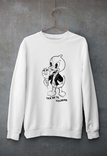 Domrebel Duck Unisex Sweatshirt for Men/Women-White-Ektarfa.online