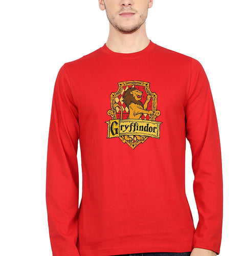 Harry Potter Gryffindor Full Sleeves T-Shirt for Men-S(38 Inches)-red-Ektarfa.online