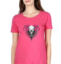 Load image into Gallery viewer, Ram Skull T-Shirt for Women-Pink-Ektarfa.online
