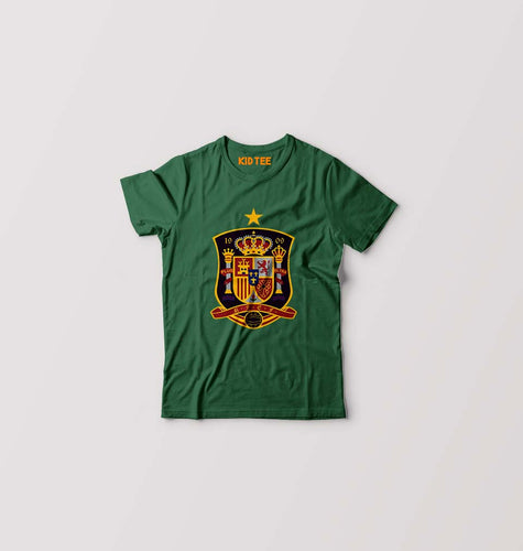Spain Football Kids T-Shirt for Boy/Girl-0-1 Year(20 Inches)-Dark Green-Ektarfa.online