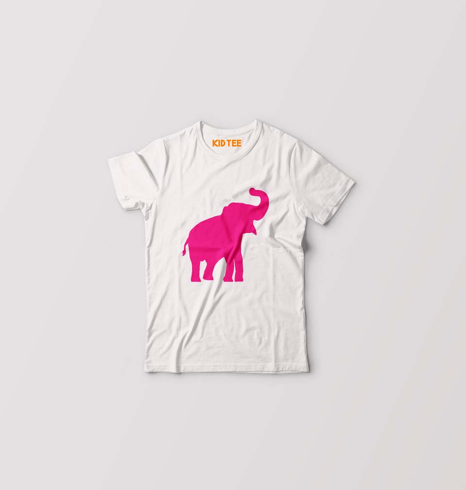 Pink Elephant Kids T-Shirt for Boy/Girl-White-Ektarfa.online