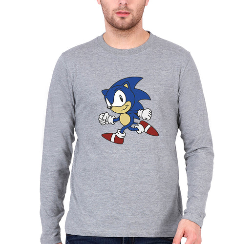 Sonic Full Sleeves T-Shirt for Men-Grey Melange-Ektarfa.online