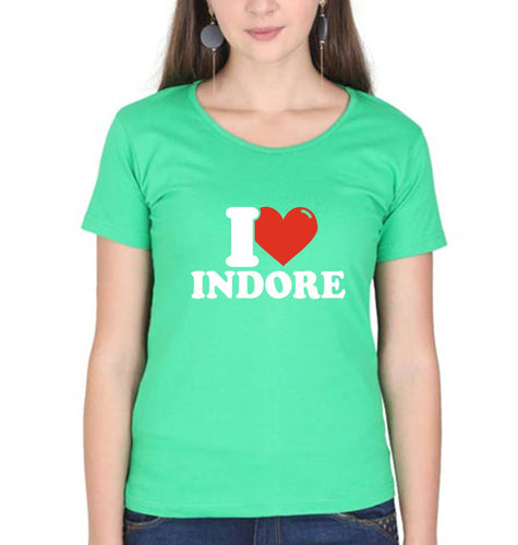 I Love Indore T-Shirt for Women-flag green-Ektarfa.online