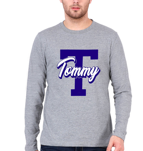 Varsity Tommy Full Sleeves T-Shirt for Men-Grey Melange-Ektarfa.online