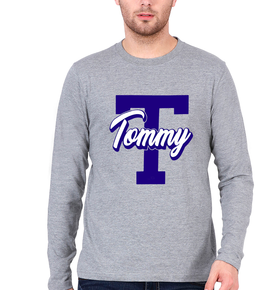 Varsity Tommy Full Sleeves T-Shirt for Men-Grey Melange-Ektarfa.online