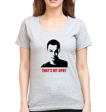Load image into Gallery viewer, Sheldon Cooper That&#39;s My Spot T-Shirt for Women-XS(32 Inches)-Grey Melange-Ektarfa.online
