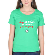 Load image into Gallery viewer, Play Cricket T-Shirt for Women-Flag Green-Ektarfa.online

