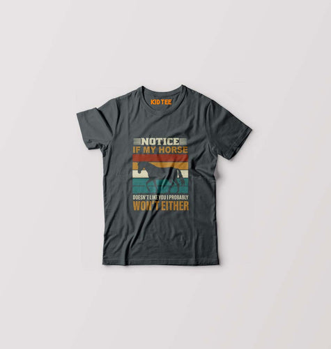 Horse Kids T-Shirt for Boy/Girl-Steal Grey-Ektarfa.online