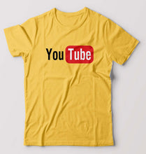 Load image into Gallery viewer, YouTube T-Shirt for Men-S(38 Inches)-Golden yellow-Ektarfa.online
