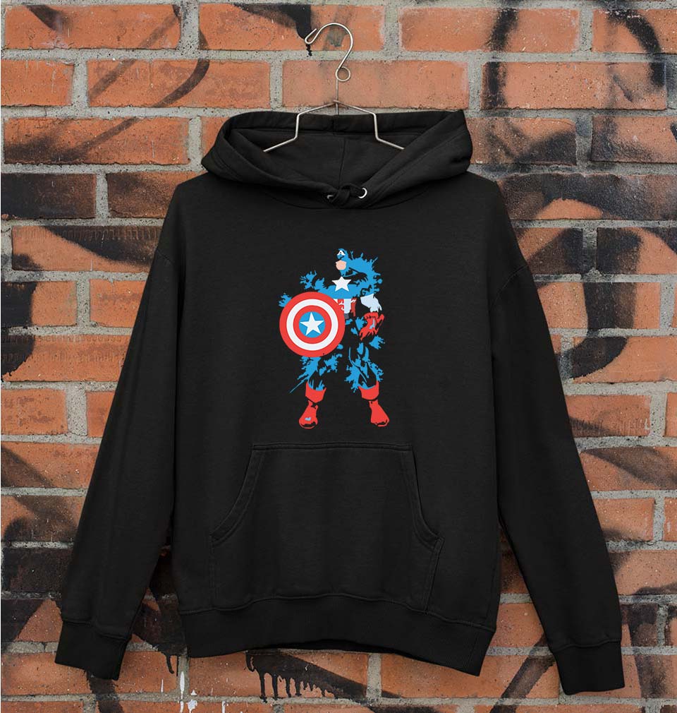 Captain America Unisex Hoodie for Men/Women-S(40 Inches)-Black-Ektarfa.online