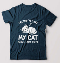 Load image into Gallery viewer, Cat T-Shirt for Men-Petrol Blue-Ektarfa.online
