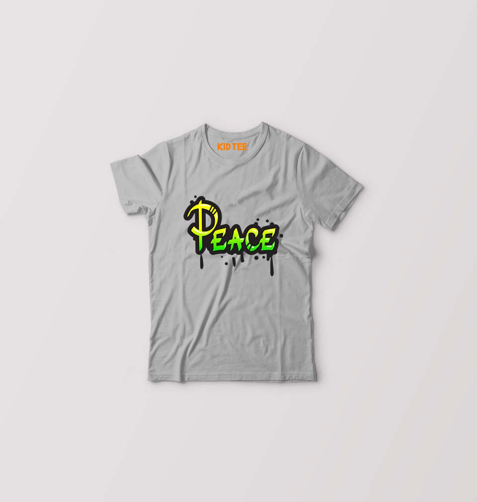 Graffiti Peace Kids T-Shirt for Boy/Girl-Grey-Ektarfa.online