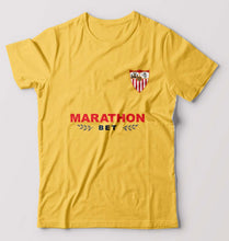 Load image into Gallery viewer, Sevilla FC 2021-22 T-Shirt for Men-S(38 Inches)-Golden Yellow-Ektarfa.online
