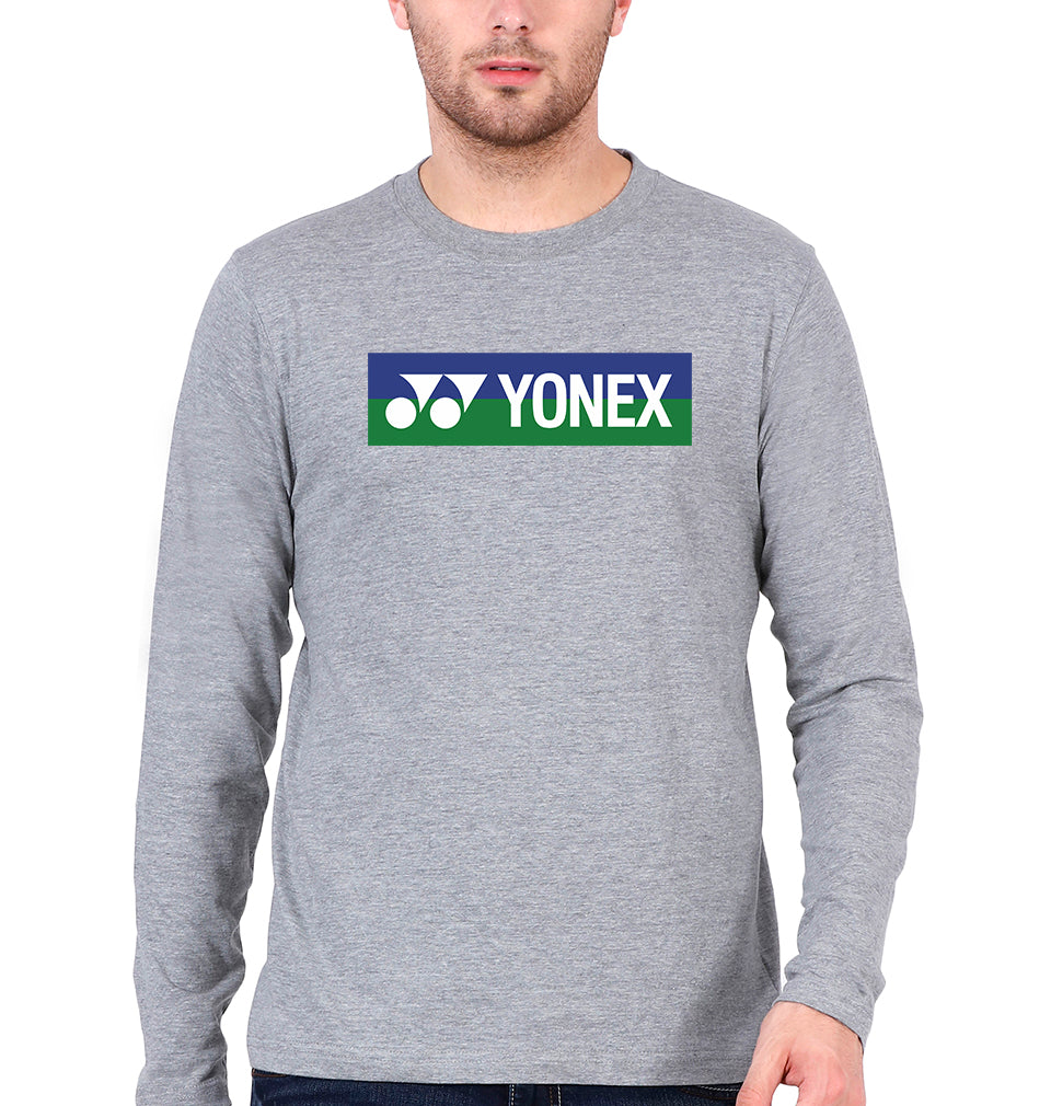 Yonex Full Sleeves T-Shirt for Men-S(38 Inches)-Grey Melange-Ektarfa.online