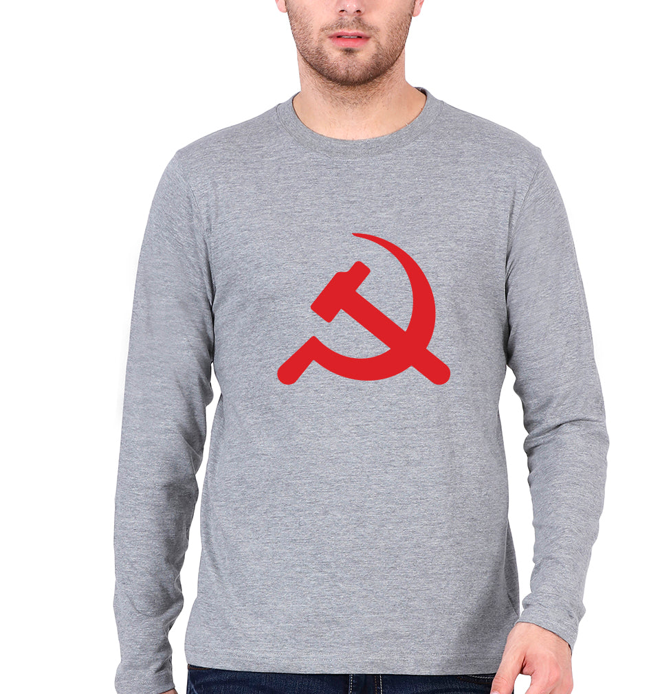 Communist party Full Sleeves T-Shirt for Men-Grey Melange-Ektarfa.online