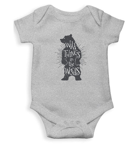 WILD_THINGS_IN_THE_WOODS Kids Romper For Baby Boy/Girl-0-5 Months(18 Inches)-Grey-Ektarfa.online