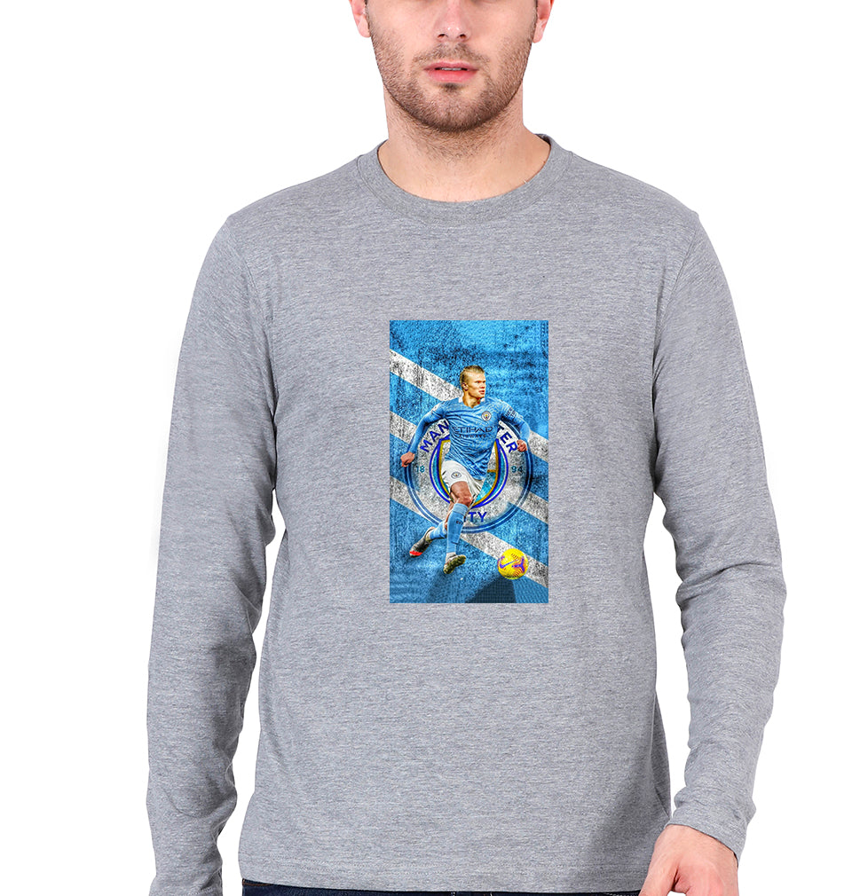 Erling Haaland Full Sleeves T-Shirt for Men-Grey Melange-Ektarfa.online