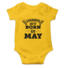 Load image into Gallery viewer, Legends are Born in May Kids Romper For Baby Boy/Girl-0-5 Months(18 Inches)-Yellow-Ektarfa.online
