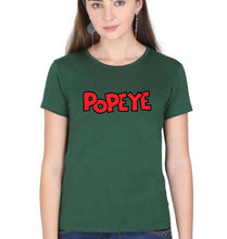 Load image into Gallery viewer, Popeye T-Shirt for Women-XS(32 Inches)-Dark Green-Ektarfa.online
