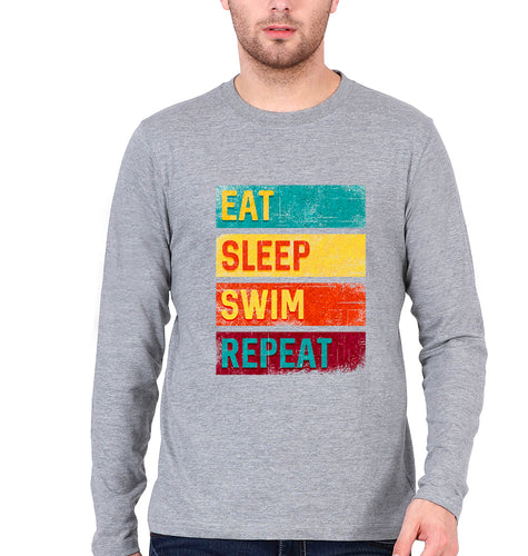 Swimming Full Sleeves T-Shirt for Men-Grey Melange-Ektarfa.online