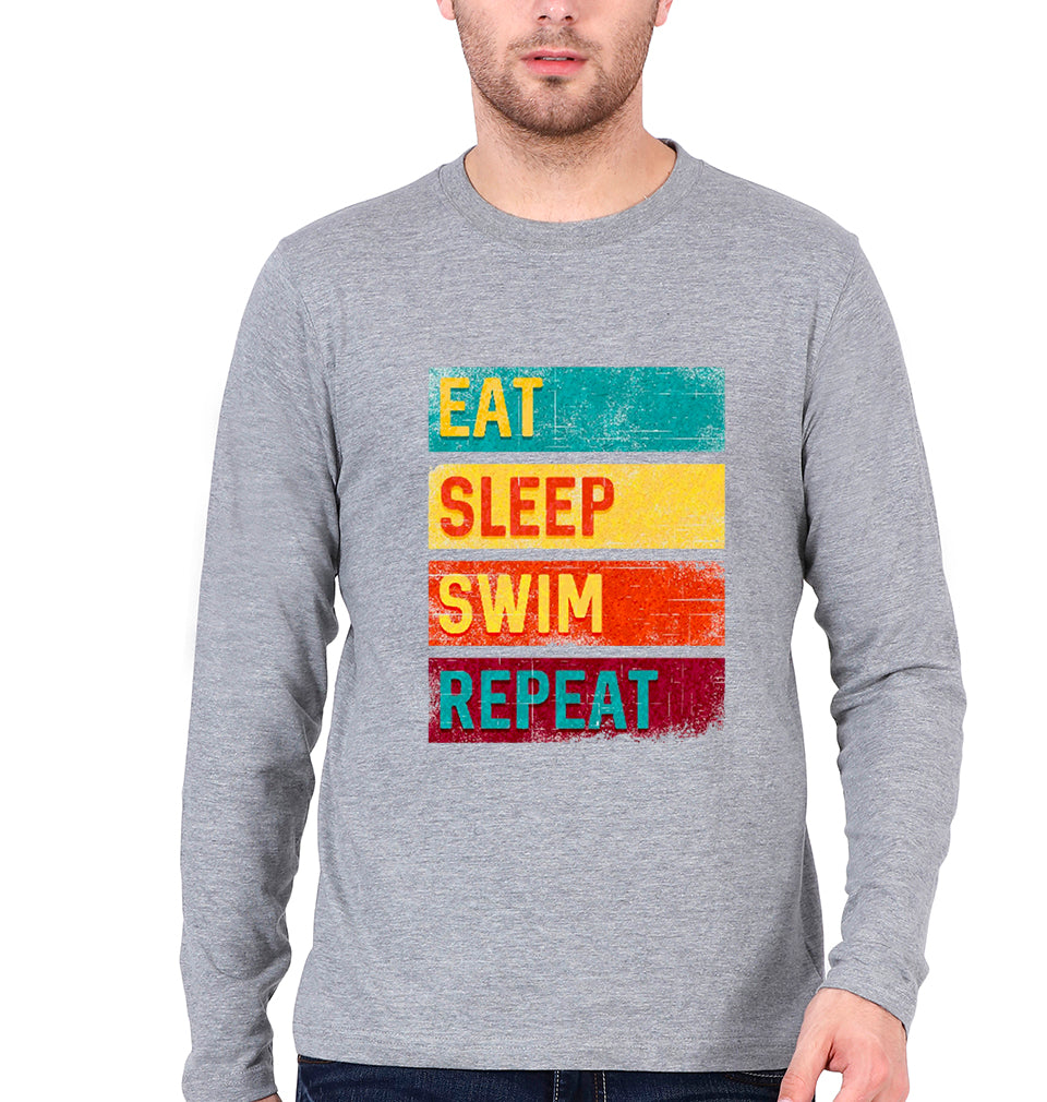 Swimming Full Sleeves T-Shirt for Men-Grey Melange-Ektarfa.online