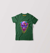 Load image into Gallery viewer, Trippy Psychedelic Skull Kids T-Shirt for Boy/Girl-Dark Green-Ektarfa.online
