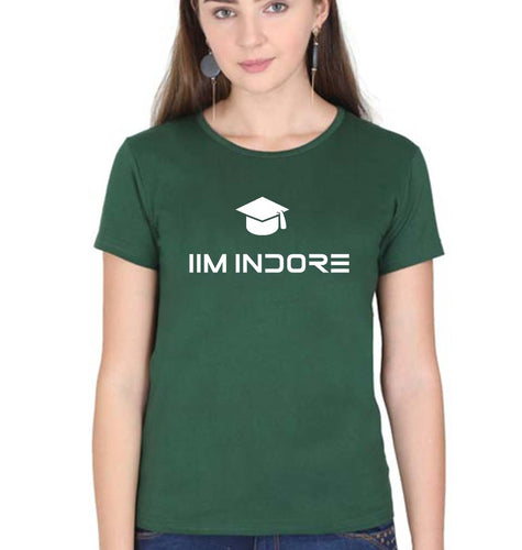 IIM I Indore T-Shirt for Women-XS(32 Inches)-Dark Green-Ektarfa.online