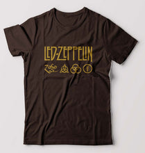 Load image into Gallery viewer, Led Zeppelin T-Shirt for Men-S(38 Inches)-Coffee brown-Ektarfa.online
