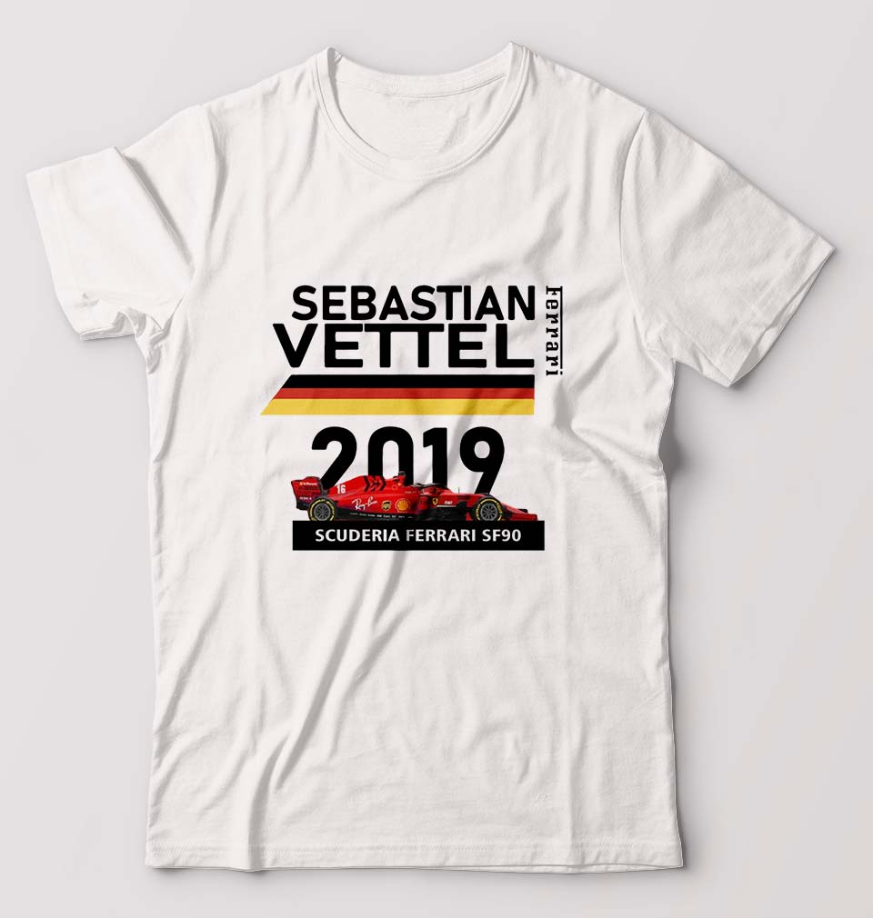 Sebastian Vettel F1 Ferrari T-Shirt for Men-White-Ektarfa.online
