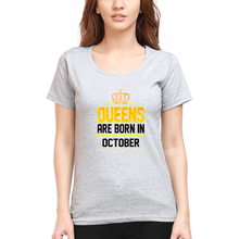 Load image into Gallery viewer, Queens Are Born In October T-Shirt for Women-Grey Melange-Ektarfa.online
