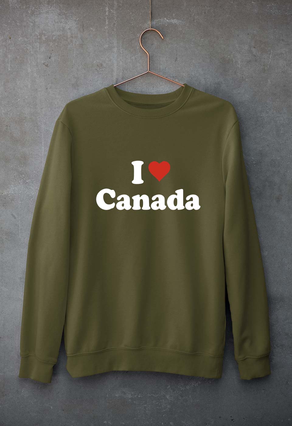 I Love Canada Unisex Sweatshirt for Men/Women-Olive Green-Ektarfa.online