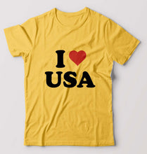 Load image into Gallery viewer, I Love USA T-Shirt for Men-Golden Yellow-Ektarfa.online
