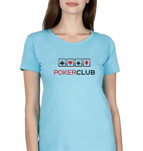Poker T-Shirt for Women-XS(32 Inches)-SkyBlue-Ektarfa.online