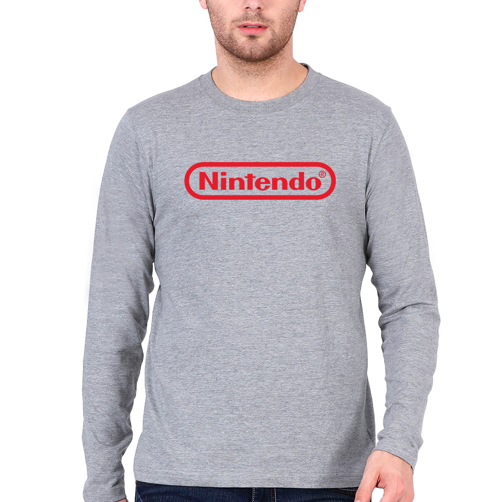 Nintendo Full Sleeves T-Shirt for Men-Grey Melange-Ektarfa.online