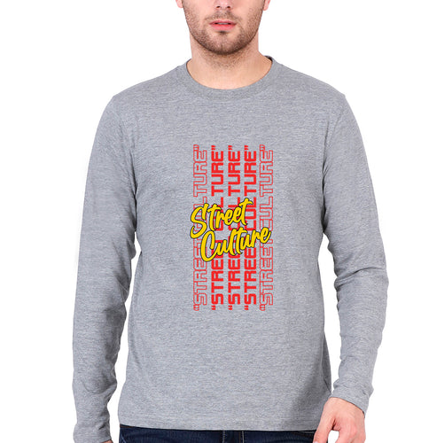 Street Culture Full Sleeves T-Shirt for Men-Grey Melange-Ektarfa.online