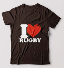 Load image into Gallery viewer, I Love Rugby T-Shirt for Men-Coffee Brown-Ektarfa.online
