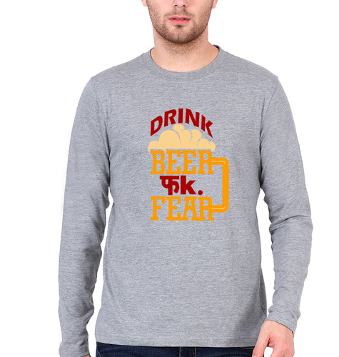 Beer Full Sleeves T-Shirt for Men-Grey Melange-Ektarfa.online