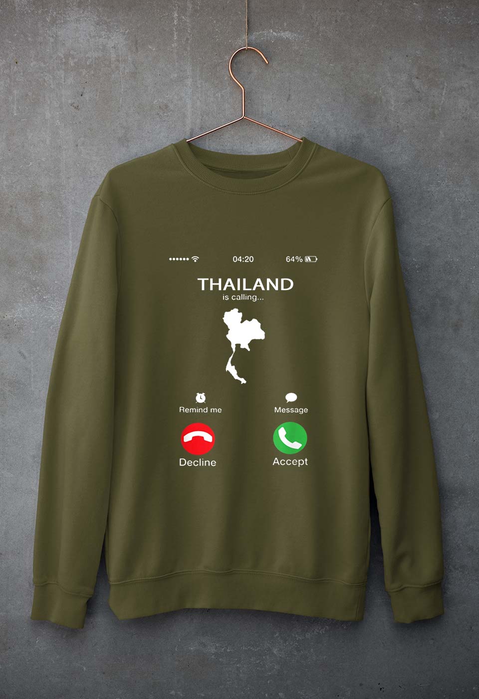 Thailand Calling Unisex Sweatshirt for Men/Women-Olive Green-Ektarfa.online