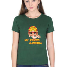 Load image into Gallery viewer, Ganpati JI(Ganesh) T-Shirt for Women-Dark Green-Ektarfa.online
