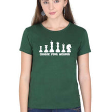 Load image into Gallery viewer, Chess T-Shirt for Women-XS(32 Inches)-Dark Green-Ektarfa.online

