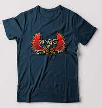 Load image into Gallery viewer, Wings of Strength T-Shirt for Men-S(38 Inches)-Petrol Blue-Ektarfa.online
