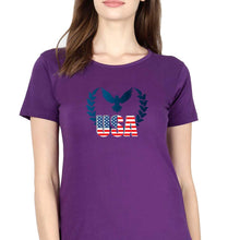 Load image into Gallery viewer, USA America T-Shirt for Women-XS(32 Inches)-Purple-Ektarfa.online
