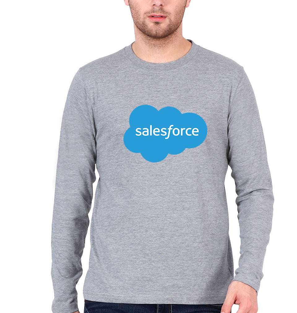 Salesforce Full Sleeves T-Shirt for Men-S(38 Inches)-Grey Melange-Ektarfa.online