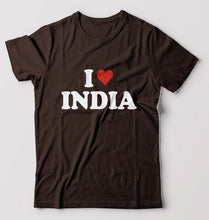 Load image into Gallery viewer, I Love India T-Shirt for Men-Coffee Brown-Ektarfa.online
