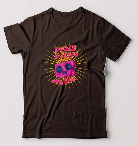 Psychedelic Music Peace Love T-Shirt for Men-Coffee Brown-Ektarfa.online